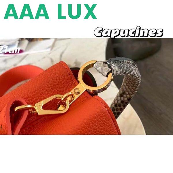 Replica Louis Vuitton LV Women Capucines Mini Handbag Orange Taurillon Leather Python Skin 10