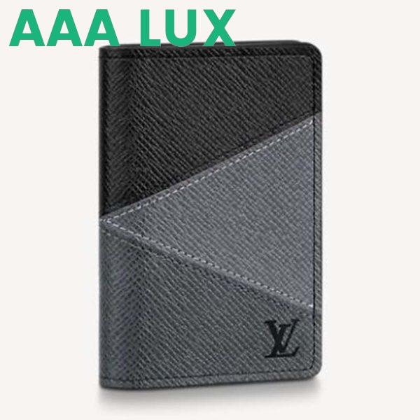 Replica Louis Vuitton LV Unisex Pocket Organizer Gray Monochrome Taiga Leather 3