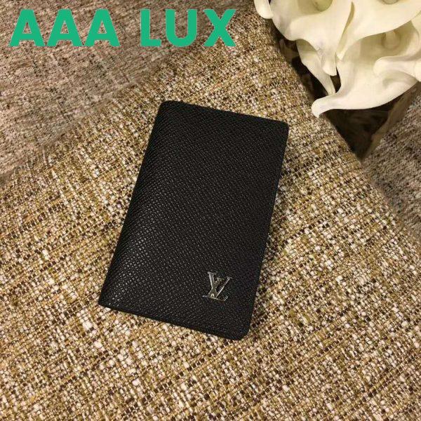 Replica Louis Vuitton LV Unisex Pocket Organizer Taiga Cowhide Leather-Black 3