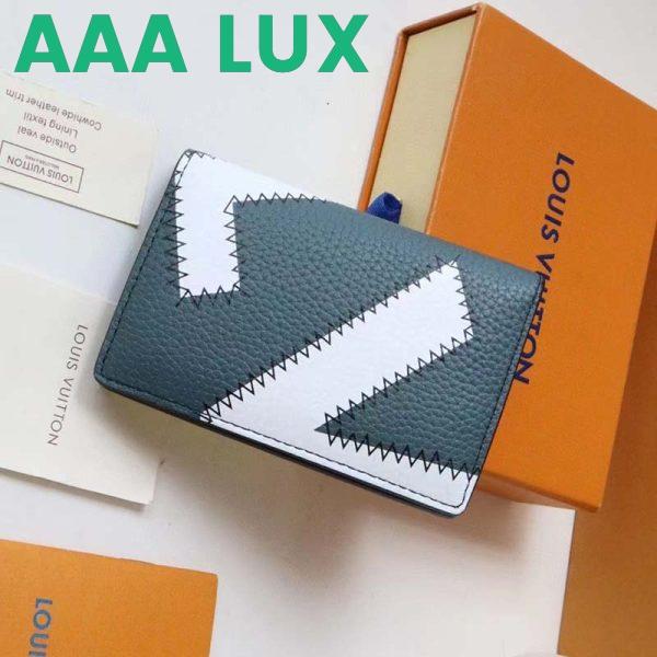 Replica Louis Vuitton LV Unisex Pocket Organizer Wallet Blue Taurillon Cowhide Leather 4