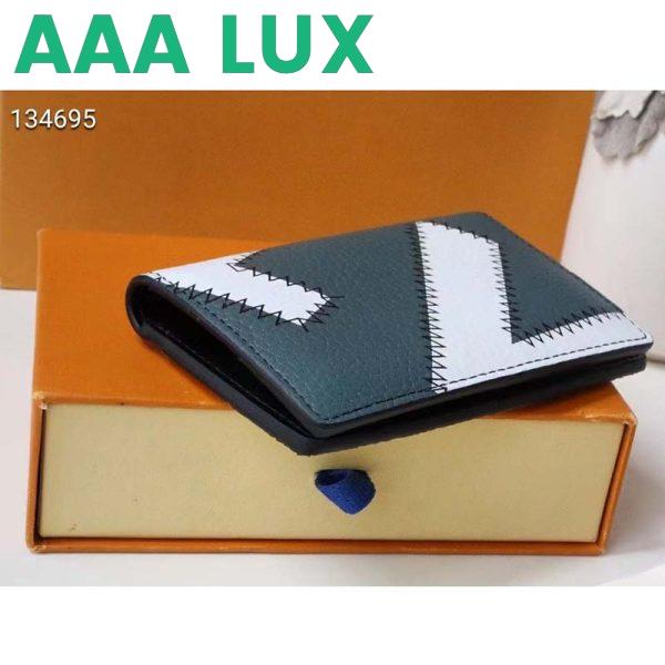 Replica Louis Vuitton LV Unisex Pocket Organizer Wallet Blue Taurillon Cowhide Leather 5