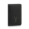 Replica Louis Vuitton LV Unisex Pocket Organizer Wallet Blue Taurillon Cowhide Leather 12