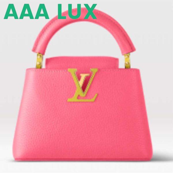 Replica Louis Vuitton LV Women Capucines Mini Handbag Dragon Fruit Pink Cedrat Taurillon Leather 2