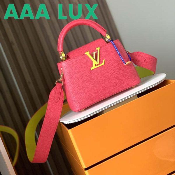 Replica Louis Vuitton LV Women Capucines Mini Handbag Dragon Fruit Pink Cedrat Taurillon Leather 3