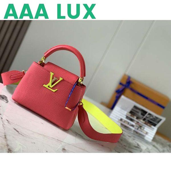 Replica Louis Vuitton LV Women Capucines Mini Handbag Dragon Fruit Pink Cedrat Taurillon Leather 4