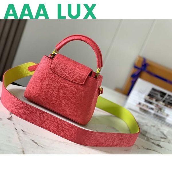 Replica Louis Vuitton LV Women Capucines Mini Handbag Dragon Fruit Pink Cedrat Taurillon Leather 6