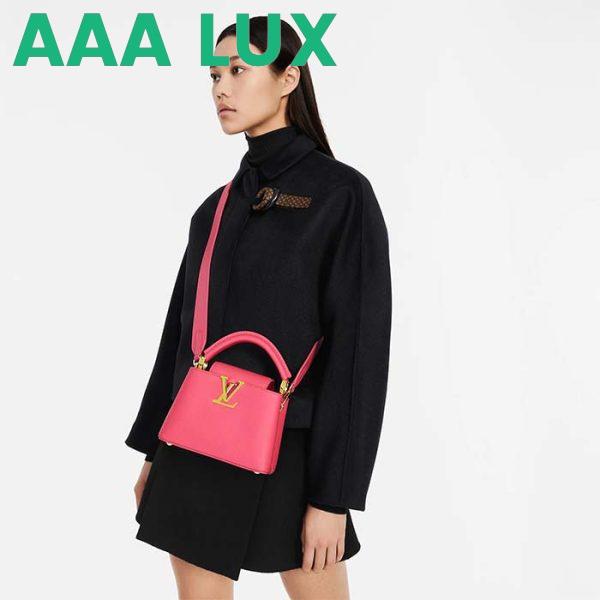 Replica Louis Vuitton LV Women Capucines Mini Handbag Dragon Fruit Pink Cedrat Taurillon Leather 14