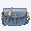 Replica Dior Women Medium Dior Bobby Bag Denim Blue Box Calfskin Flap Closure