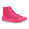 Replica Louis Vuitton LV Unisex Tattoo Sneaker Boot in Damier Tartan Canvas with Monogram Embroidery-Pink