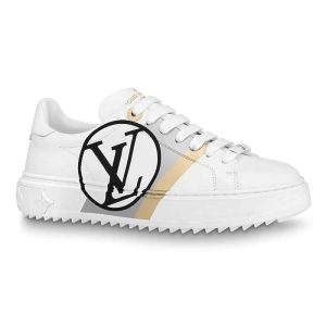 Replica Louis Vuitton LV Unisex Time Out Sneaker in Calf Leather and Monogram Flowers-Grey