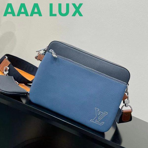 Replica Louis Vuitton LV Unisex Trio Messenger Bag Blue Navy Cowhide Leather 3