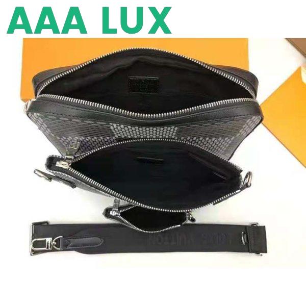 Replica Louis Vuitton LV Unisex Trio Messenger Bag Gray Damier Graphite 3D Coated Canvas 7