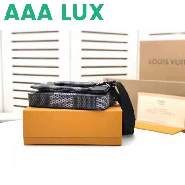Replica Louis Vuitton LV Unisex Trio Messenger Bag Gray Damier Graphite 3D Coated Canvas 8