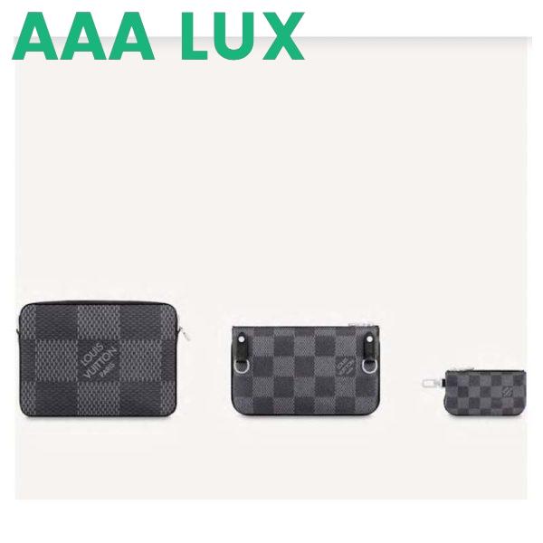 Replica Louis Vuitton LV Unisex Trio Messenger Bag Gray Damier Graphite 3D Coated Canvas 12