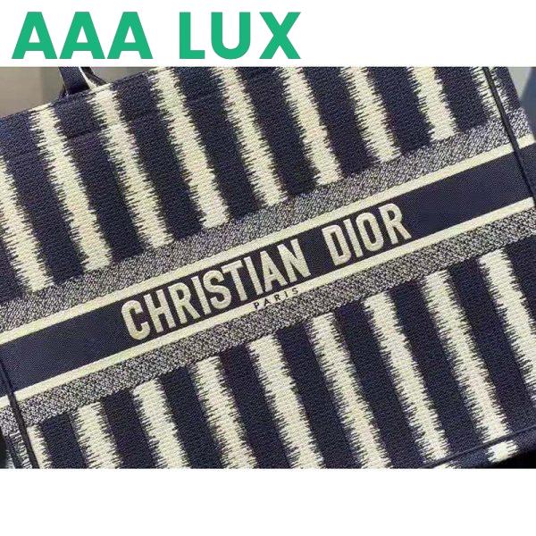 Replica Dior Women Book Tote Blue D-Stripes ‘Christian Dior’ Embroidery 10