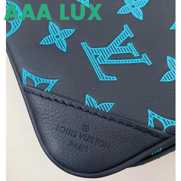 Replica Louis Vuitton LV Unisex Trio Messenger Navy River Blue Calf Leather Textile Lining 11