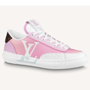 Replica Louis Vuitton LV Women Charlie Sneaker Rose Clair Pink Recycled Rubber LV Initials