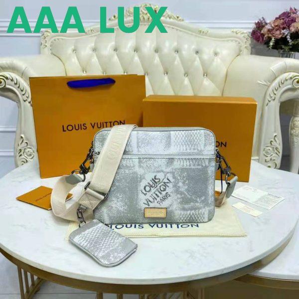 Replica Louis Vuitton LV Unisex Trio Messenger Stone Gray Damier Salt Canvas Cowhide Leather 6