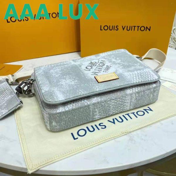 Replica Louis Vuitton LV Unisex Trio Messenger Stone Gray Damier Salt Canvas Cowhide Leather 9