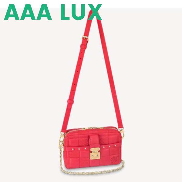 Replica Louis Vuitton LV Unisex Troca PM Handbag Pink Damier Quilt Lambskin Calfskin