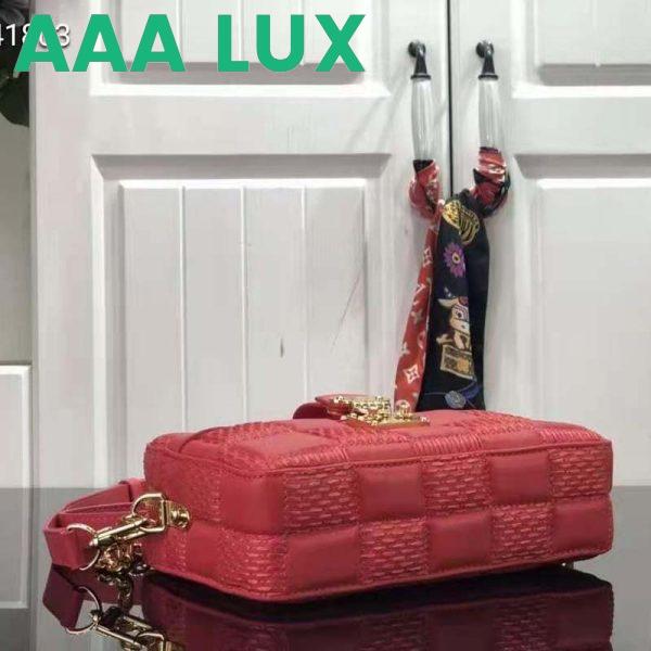 Replica Louis Vuitton LV Unisex Troca PM Handbag Pink Damier Quilt Lambskin Calfskin 5