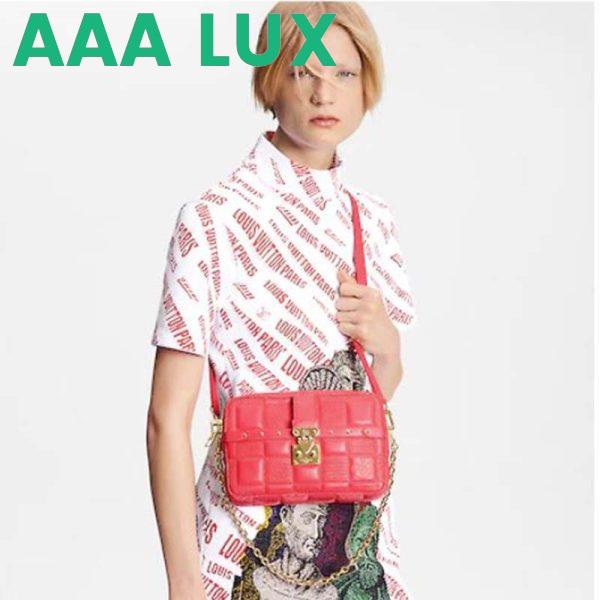 Replica Louis Vuitton LV Unisex Troca PM Handbag Pink Damier Quilt Lambskin Calfskin 11