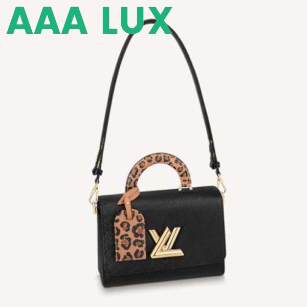 Replica Louis Vuitton LV Unisex Twist MM Handbag Black Epi Grained Leather