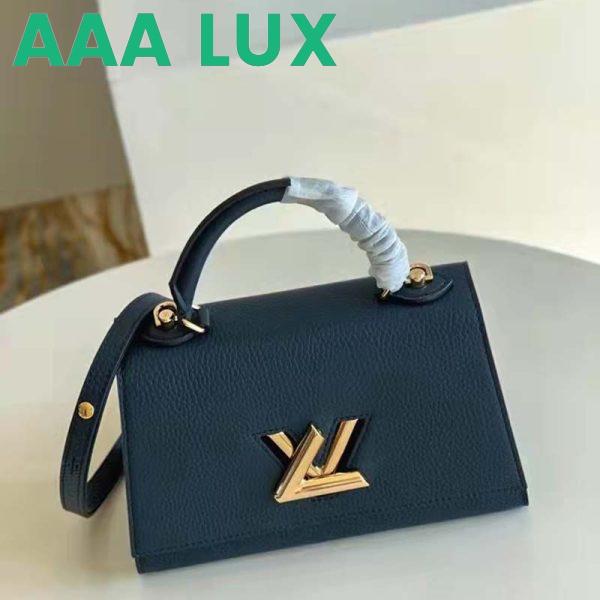 Replica Louis Vuitton LV Unisex Twist One Handle PM Handbag Black Taurillon Leather 4