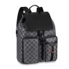 Replica Louis Vuitton LV Unisex Utility Backpack Damier Graphite Coated Canvas Cowhide Leather