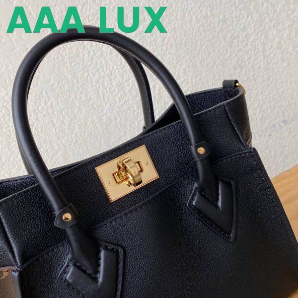Replica Louis Vuitton LV Women On My Side PM Tote Bag Black Monogram Coated Canvas Calf Leather 4