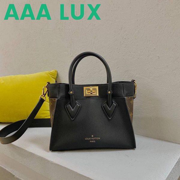Replica Louis Vuitton LV Women On My Side PM Tote Bag Black Monogram Coated Canvas Calf Leather 5