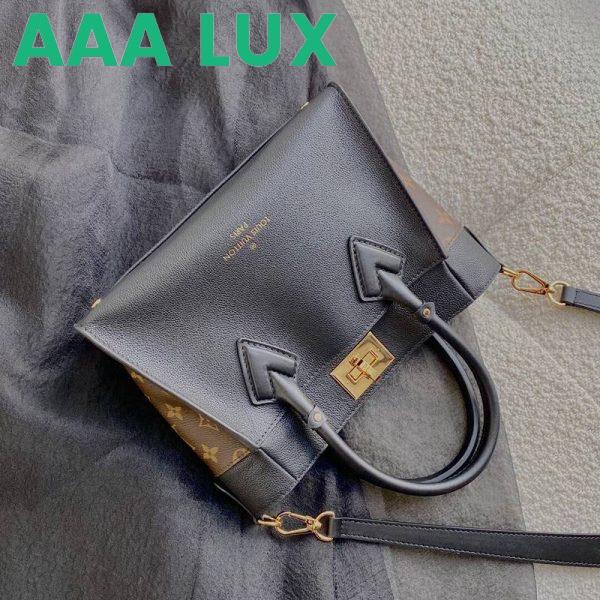 Replica Louis Vuitton LV Women On My Side PM Tote Bag Black Monogram Coated Canvas Calf Leather 13