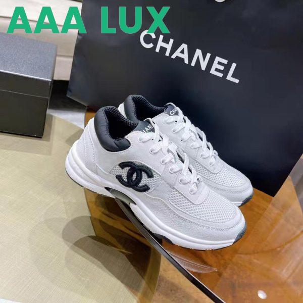 Replica Chanel CC Women Calfskin & Mixed Fibers Sneakers White 1cm Heel 3