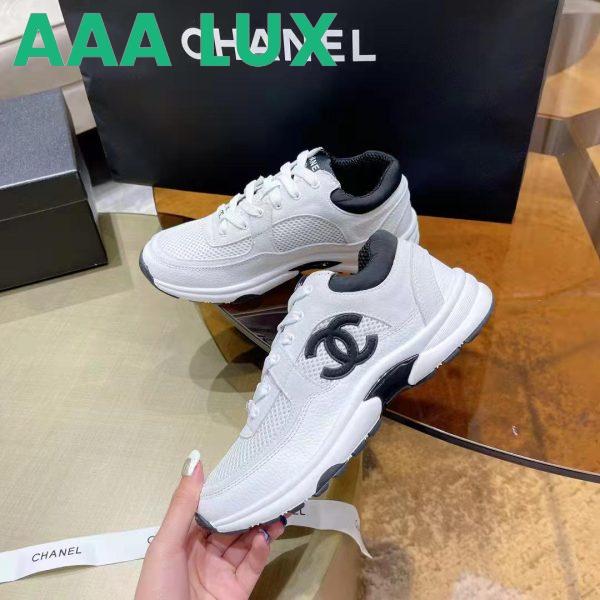 Replica Chanel CC Women Calfskin & Mixed Fibers Sneakers White 1cm Heel 5