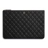 Replica Chanel Women Classic Large Pouch in Grained Calfskin Leather-Black