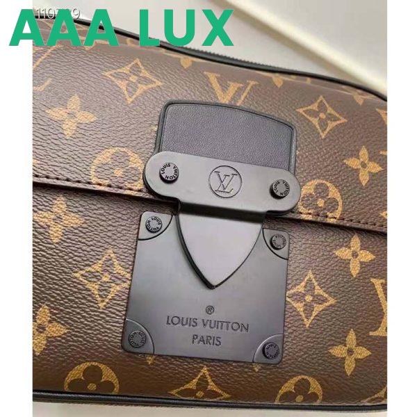 Replica Louis Vuitton LV Unisex S Lock Messenger in Brown Monogram Macassar Coated Canvas 9