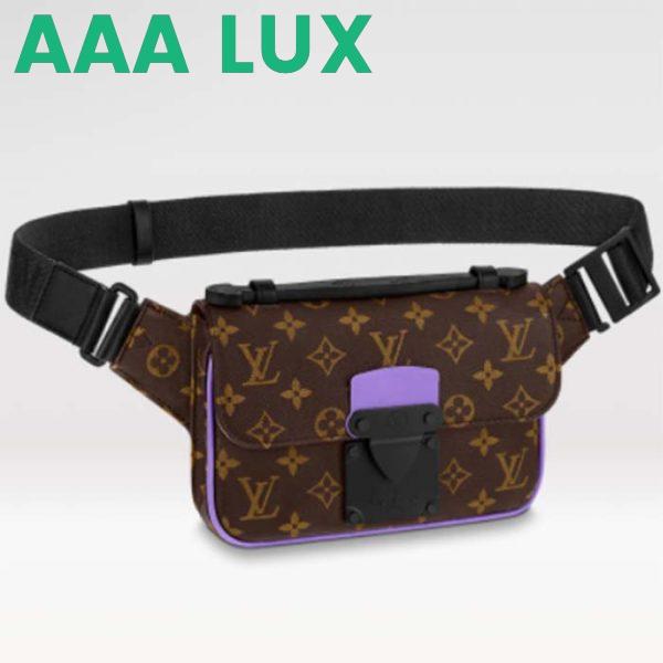 Replica Louis Vuitton LV Unisex S Lock Sling Bag Purple Monogram Macassar Coated Canvas