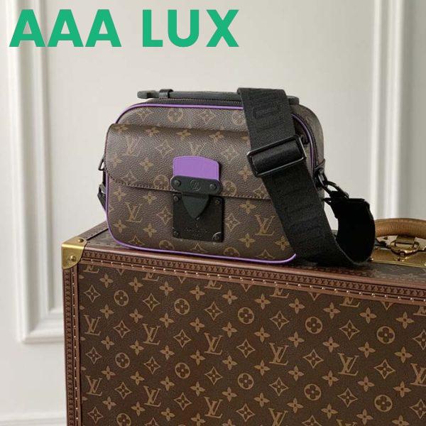 Replica Louis Vuitton LV Unisex S Lock Sling Bag Purple Monogram Macassar Coated Canvas 3
