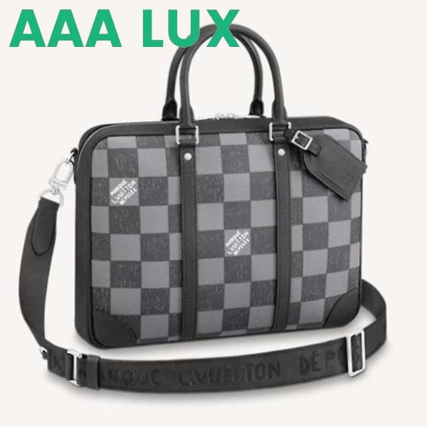Replica Louis Vuitton LV Unisex Sirius Briefcase Messenger Bag Graphite Cowhide Leather
