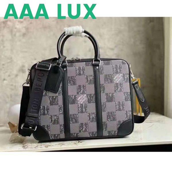 Replica Louis Vuitton LV Unisex Sirius Briefcase Messenger Bag Graphite Cowhide Leather 3