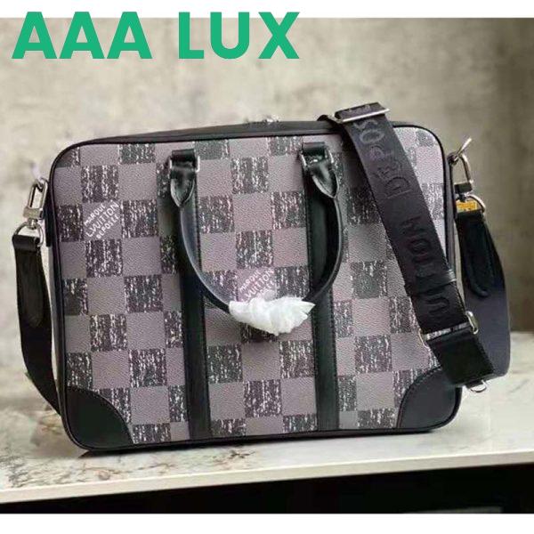 Replica Louis Vuitton LV Unisex Sirius Briefcase Messenger Bag Graphite Cowhide Leather 4