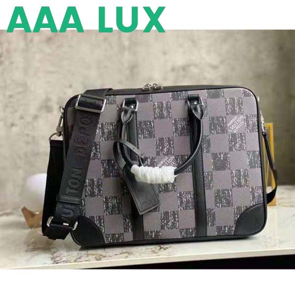 Replica Louis Vuitton LV Unisex Sirius Briefcase Messenger Bag Graphite Cowhide Leather 5