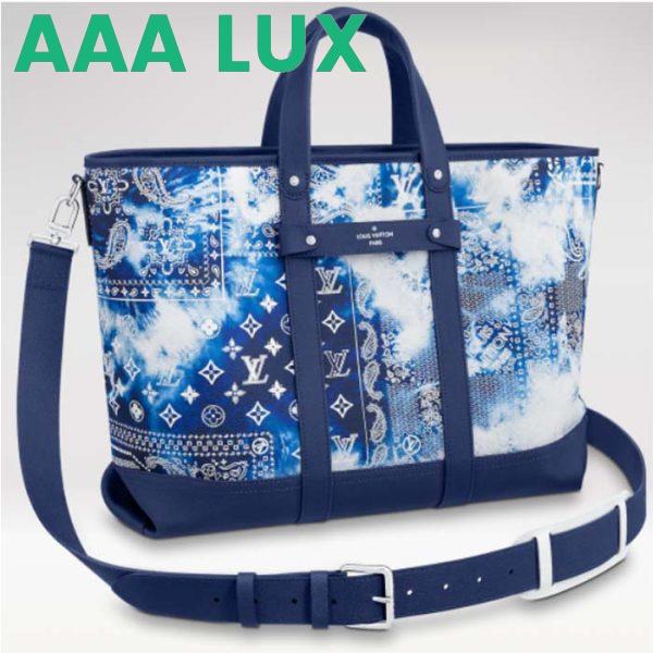 Replica Louis Vuitton LV Unisex Tote Journey Carryall Bag Blue Cowhide Leather Textile Lining