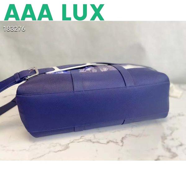 Replica Louis Vuitton LV Unisex Tote Journey Carryall Bag Blue Cowhide Leather Textile Lining 7