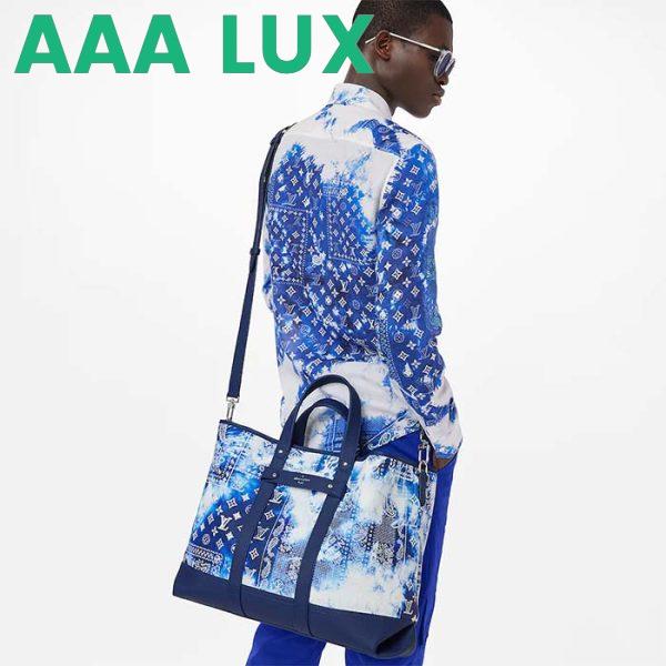 Replica Louis Vuitton LV Unisex Tote Journey Carryall Bag Blue Cowhide Leather Textile Lining 12