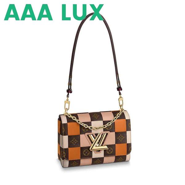 Replica Louis Vuitton LV Women Twist MM Handbag in Smooth Cowhide and Monogram Coated Canvas