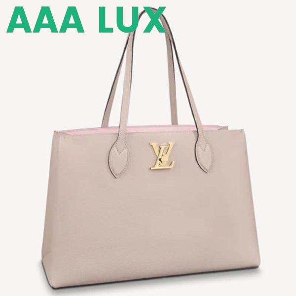 Replica Louis Vuitton LV Women Lockme Shopper Beige Greige Grained Calf Leather 2