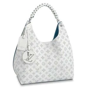 Replica Louis Vuitton LV Women Carmel Hobo Bag White Mahina Perforated Calfskin Leather