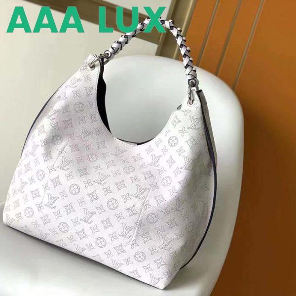Replica Louis Vuitton LV Women Carmel Hobo Bag White Mahina Perforated Calfskin Leather 4