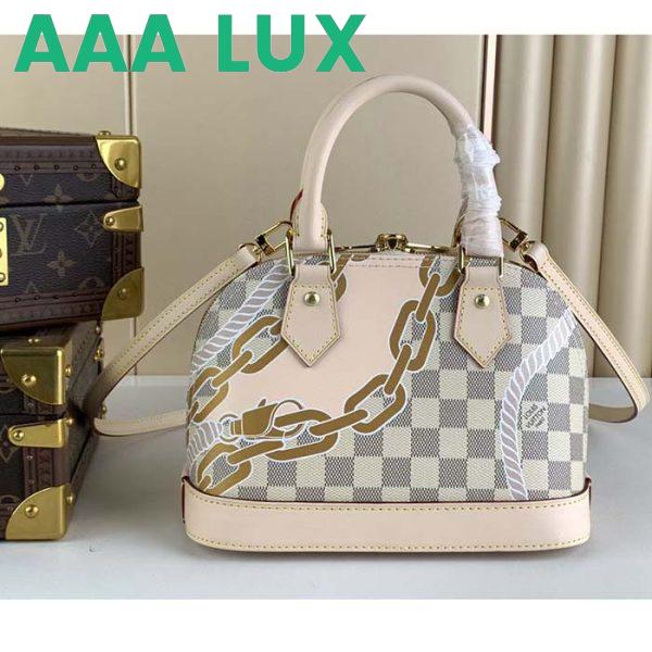 Replica Louis Vuitton LV Women Alma BB Handbag Damier Azur Coated Canvas Cowhide Leather 3